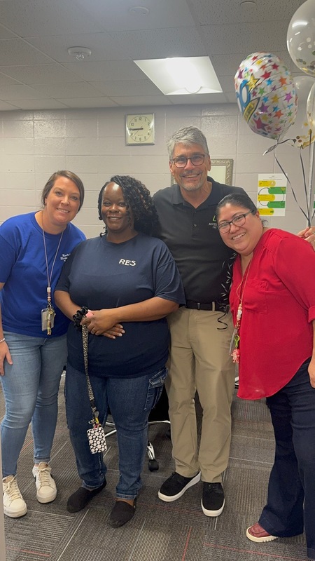 People with balloons.