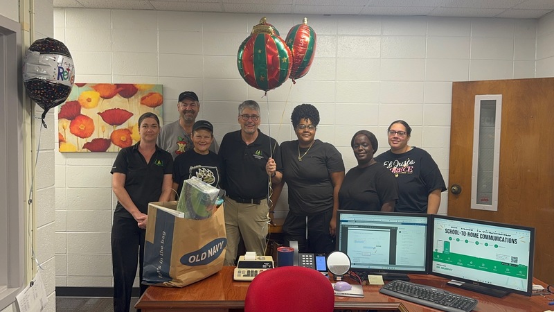 People with balloons.