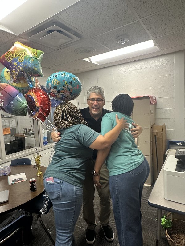 People with balloons.