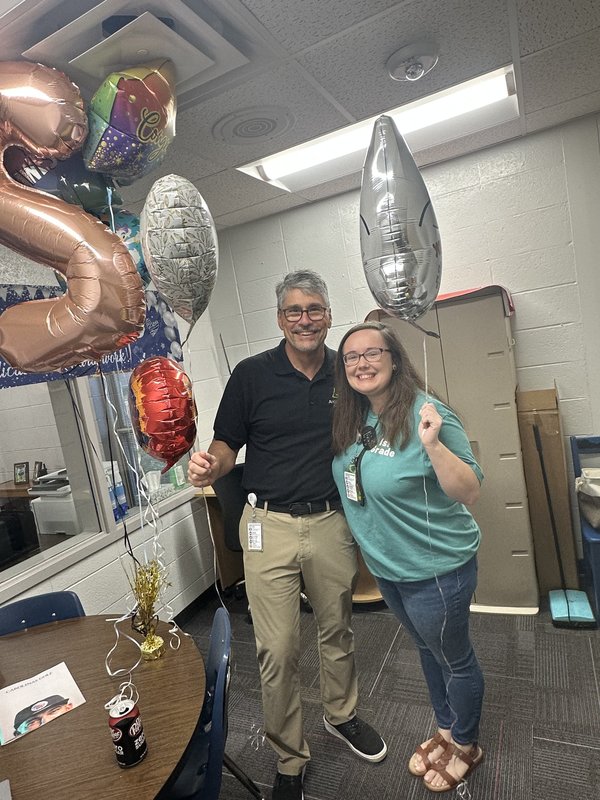 People with balloons.