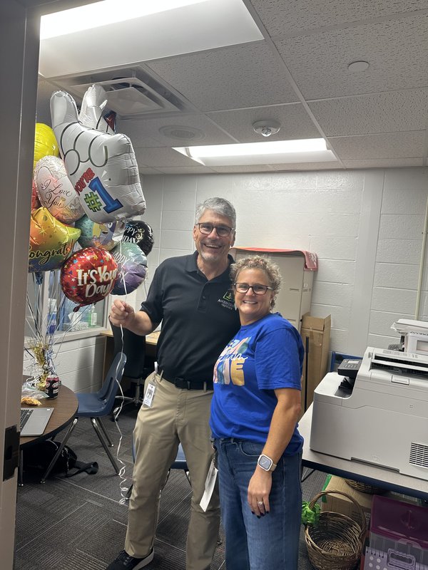 People with balloons.