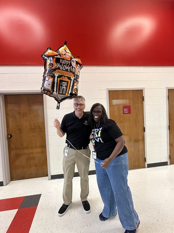 People with balloons.