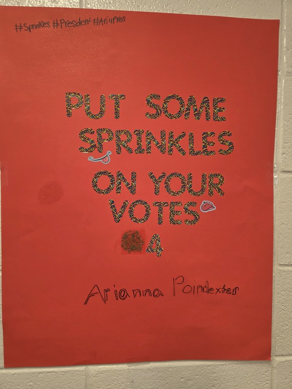 Campaign poster:Put some sprinkles on your votes.
