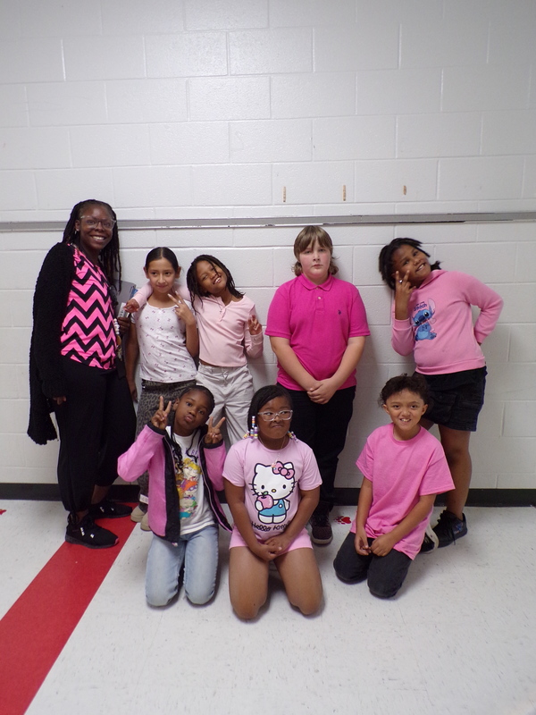 Staff and students wearing pink.