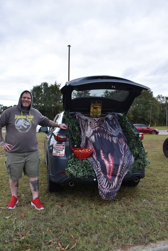 Trunk decorated for trunk or treat.