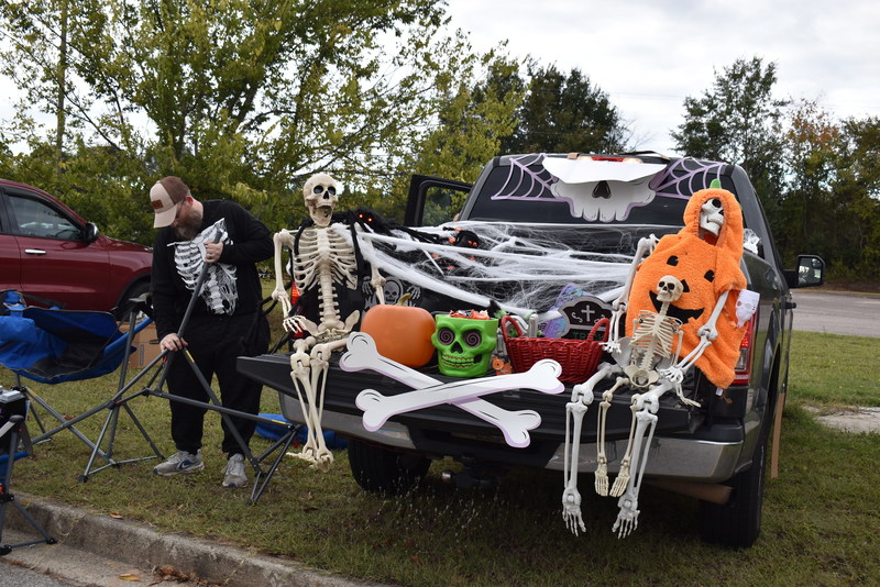 Trunk decorated for trunk or treat.