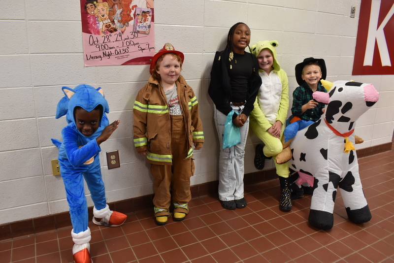Students dressed in costumes.