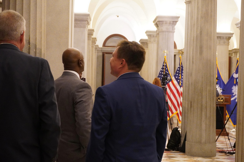 Superintendent awaiting Blue Ribbon ceremony.