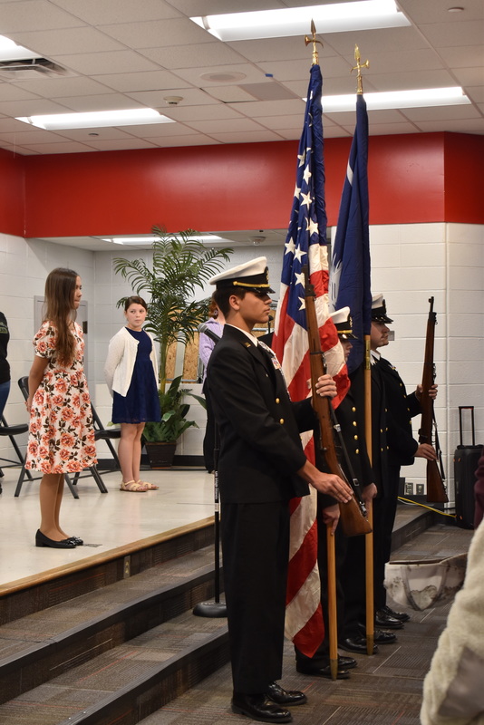 Color Guard presenting flags.