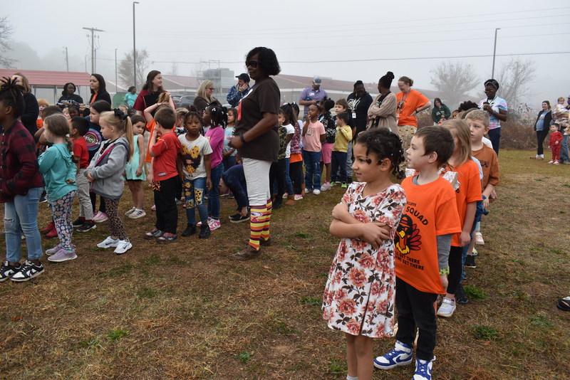 Students waiting in line to start the run.