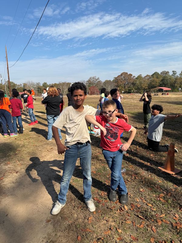 Students waiting at Turkey Trot station.