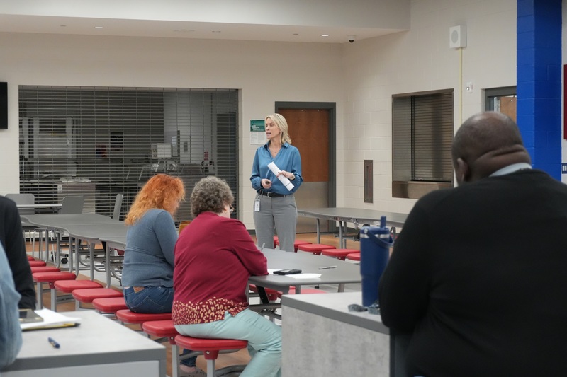 Kimbra Meek presenting at community input meeting.