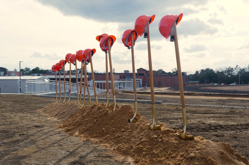 Shovels in the dirt.