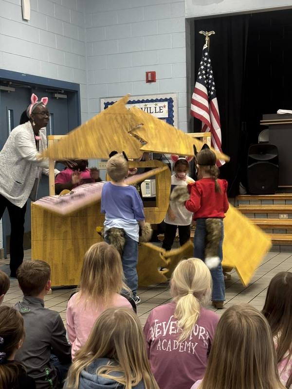 Backdrop being "destroyed" for play.