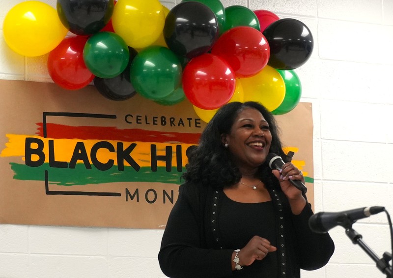 Carolina Mack-Hill shares a speech at North Augusta Elementary School.