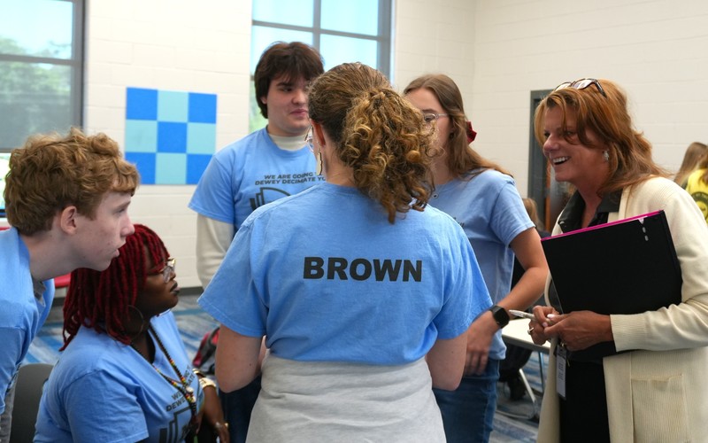 North Augusta Battle of the Books team gets a pep talk before competition.