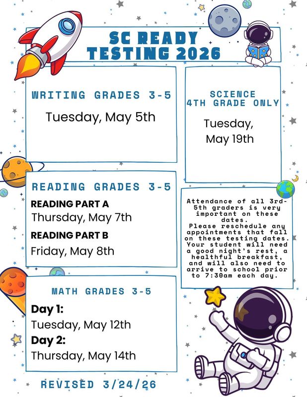 SC Ready Testing Dates Graphic