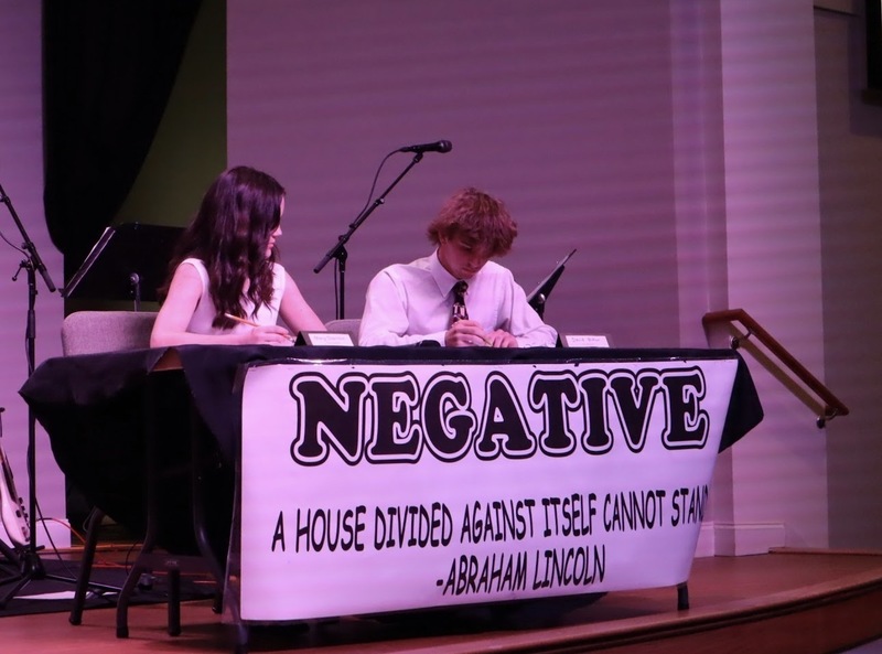 Students did research, including using local newspapers, to back up their arguements.