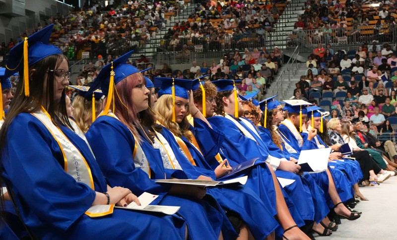 Midland Valley Early College graduates sit alongside Aiken Tech grads.