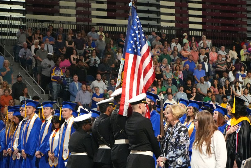 Midland Valley ROTC presents the colors during Aiken Tech graduation.