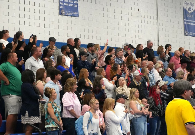Parents watch their students process in at Silver Bluff for awards ceremony.