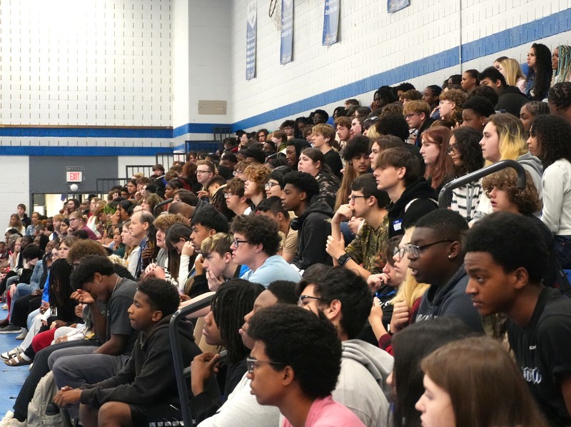 Underclassmen watch the senior awards ceremony.