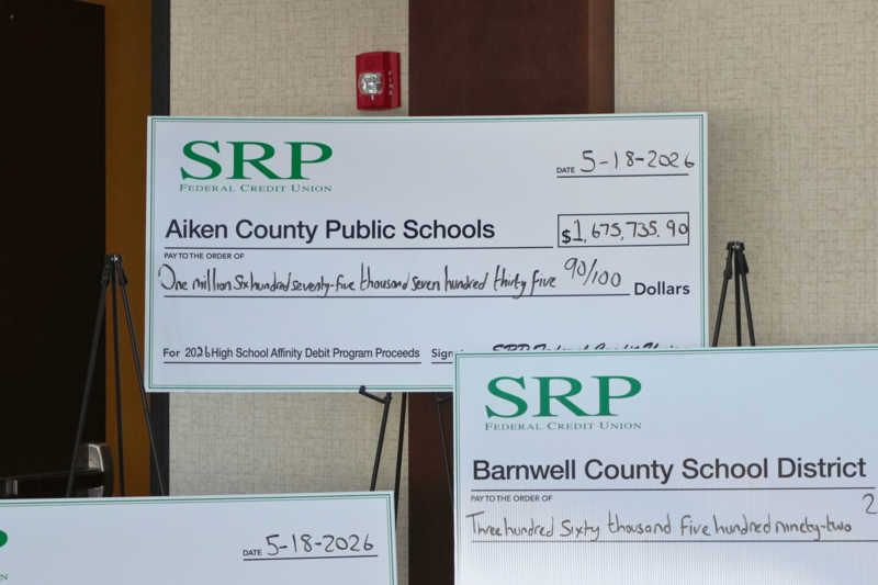 A check showcasing SRP is donating a total of over $1.675 million to Aiken County schools. 