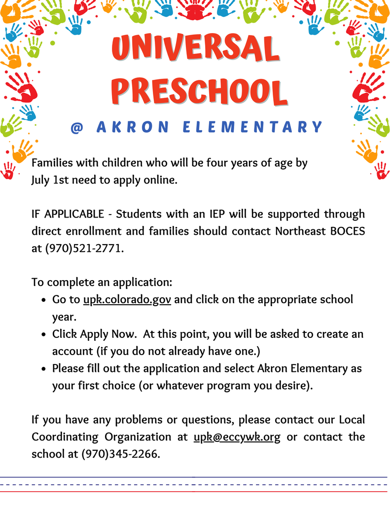 Preschool Enrollment info!