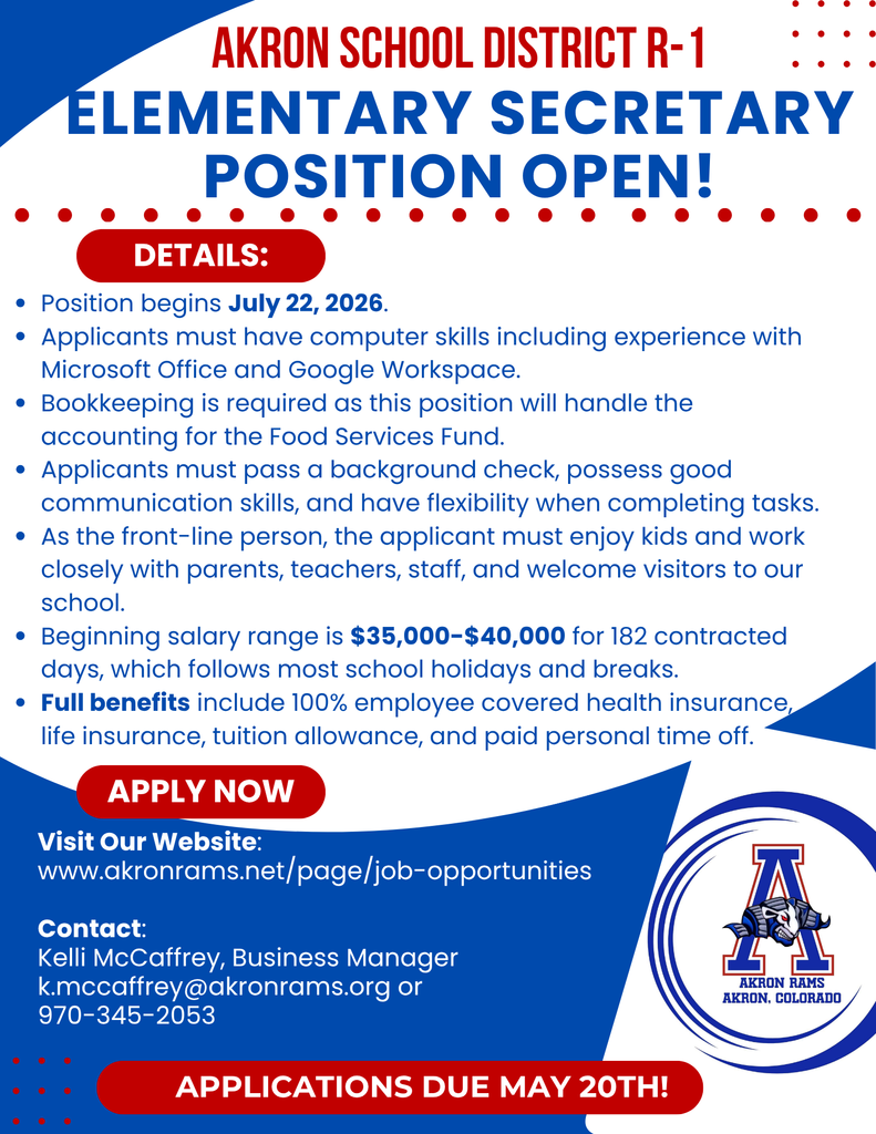 Elementary secretary position open