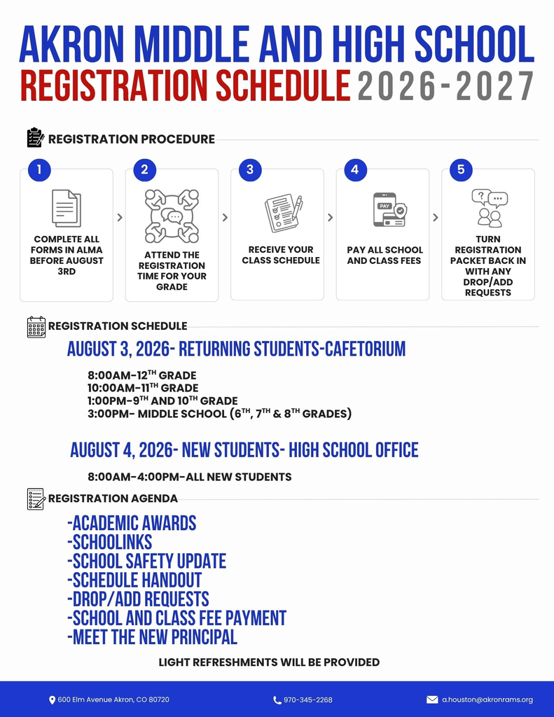 middle school/high school registration information