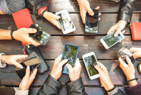 Cell phone on table
