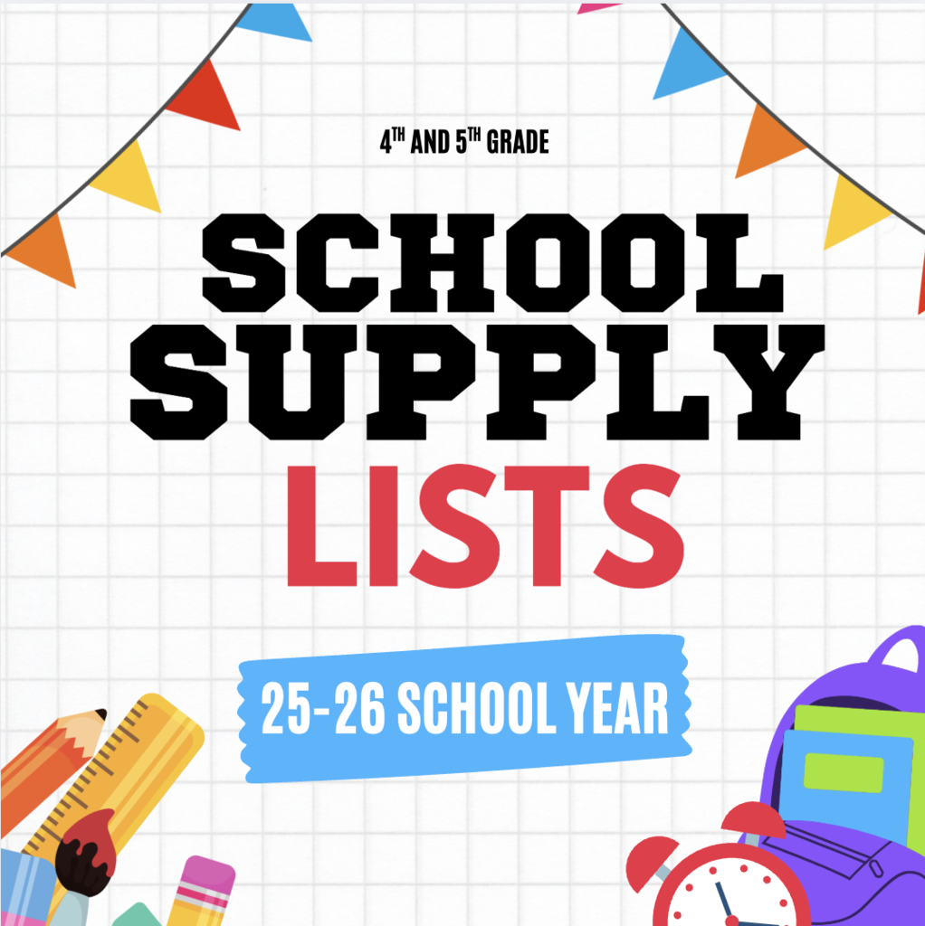 school supply lists for 4th and 5th grade 25-26 school year