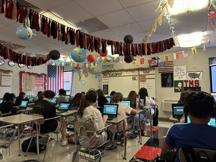 students on Chromebooks