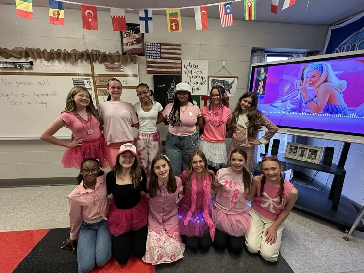 students in pink