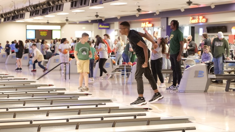 students bowling