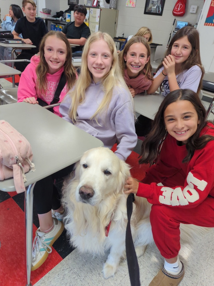 students with dog