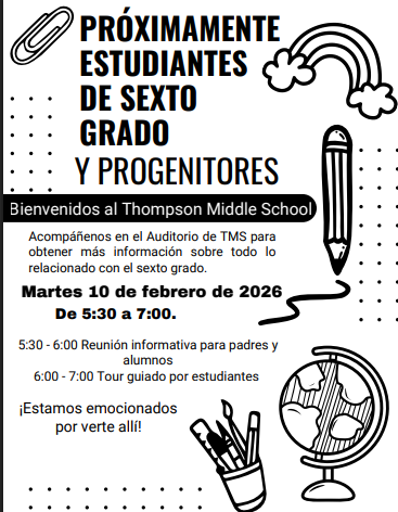 spanish parent night 6th grade- contact TMS for more info 