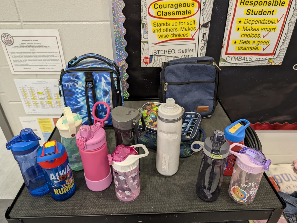 water bottles and lunch boxes