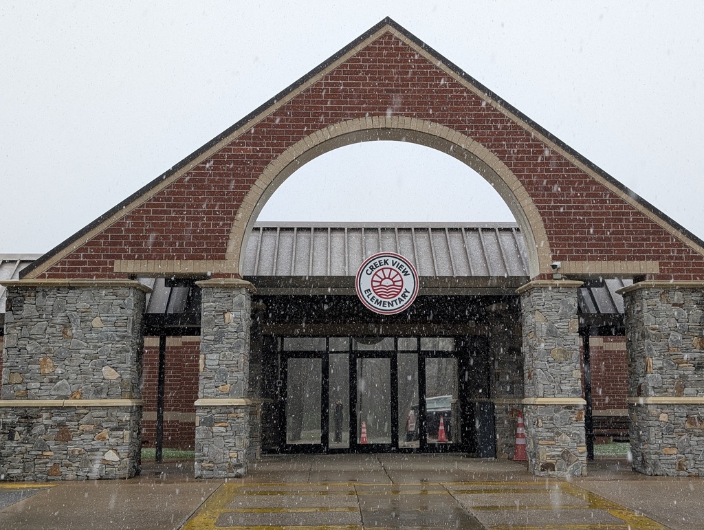 front of CVES in the snow