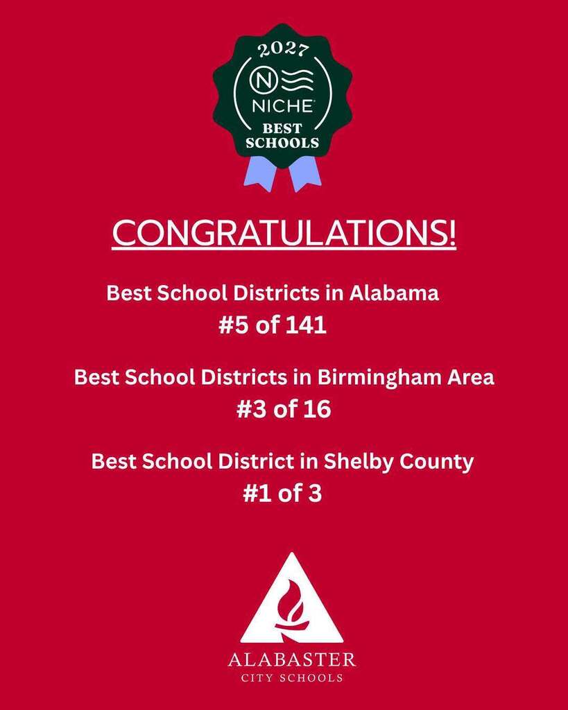 A graphic highlighting ACS's rankings in Alabama; Niche badge