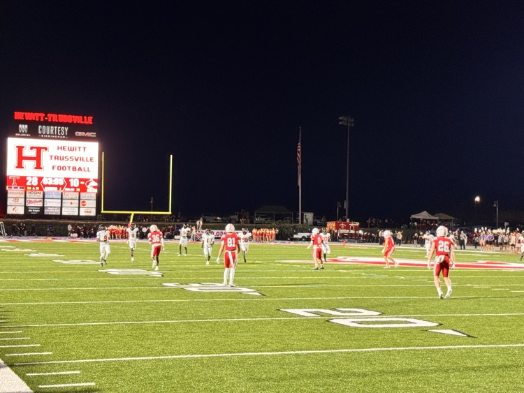 wide angle of football field at night