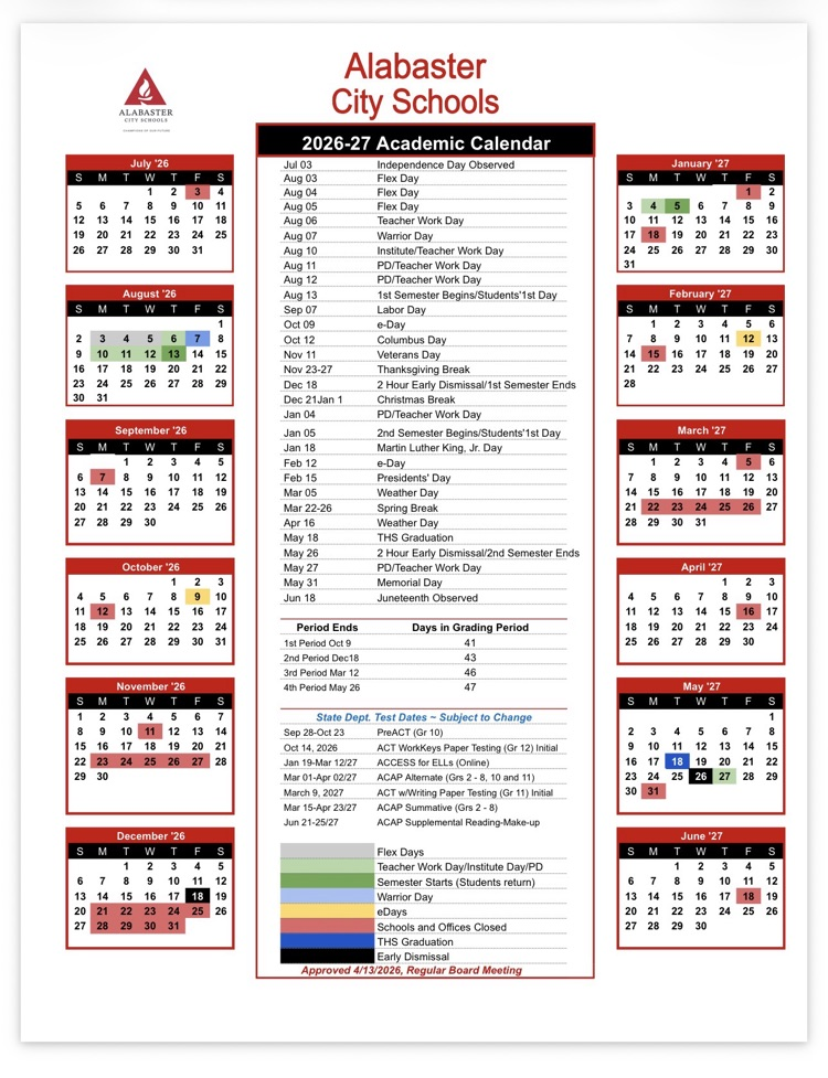 Screenshot of calendar mentioned in post/link