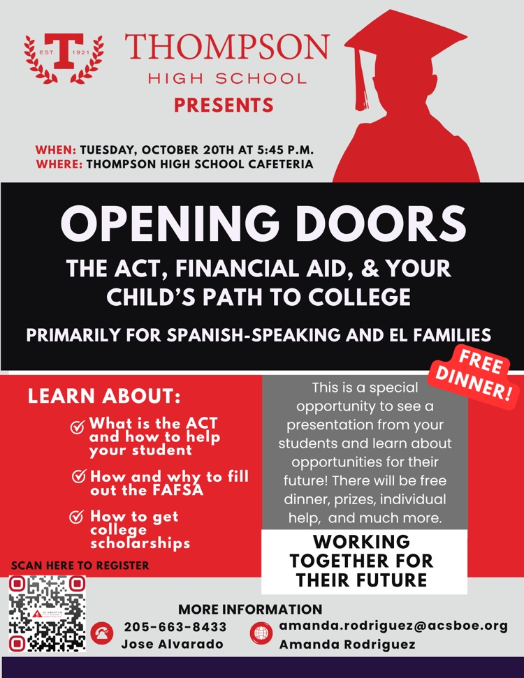 A flyer outlining a special event for parents of Thompson High school students
