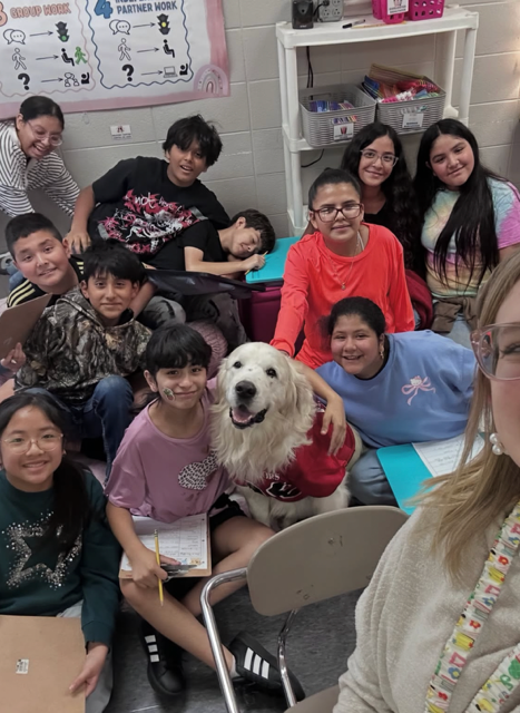 dog and students