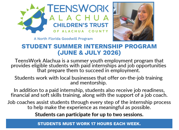 TeensWork Alachua flyer