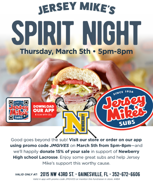 Jersey Mike's fundraiser flyer