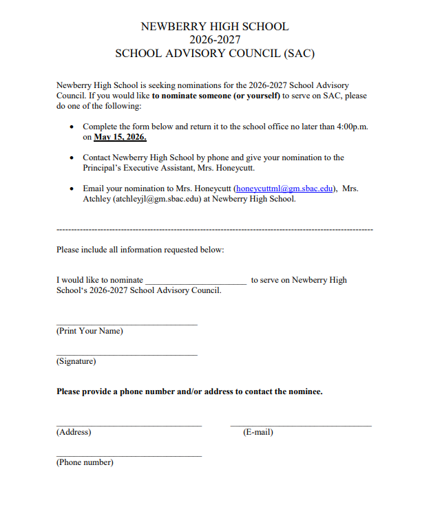 SAC nomination form