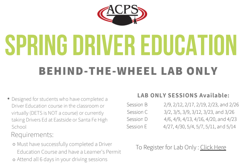 Spring Driver Ed flyer