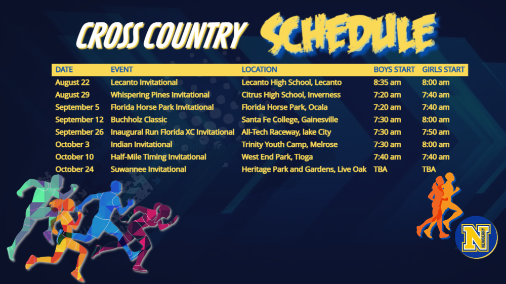 Cross Country schedule