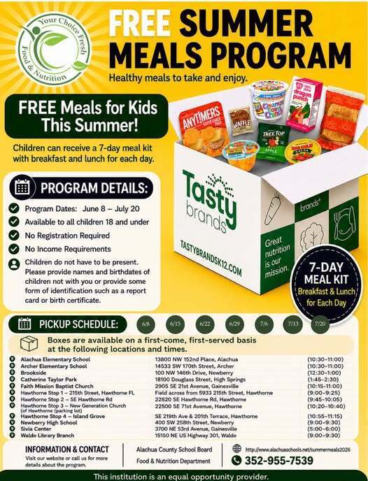 Summer Meals information flyer